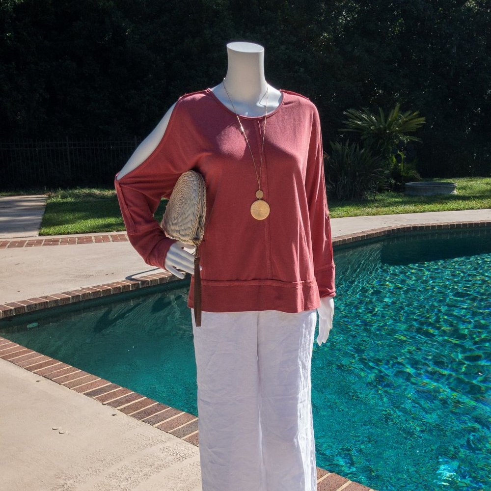 Cold shoulder long sleeve shirt